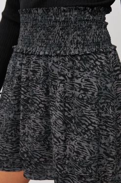 ADDISON SKIRT - CHARCOAL ABSTRACT ANIMAL|Rails Clearance
