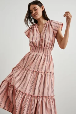 AMELLIA DRESS - CORAL NAVY STRIPE|Rails Best