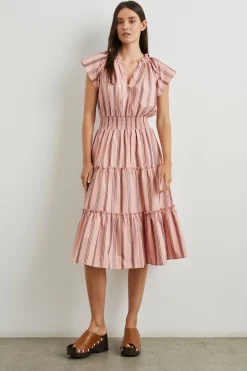 AMELLIA DRESS - CORAL NAVY STRIPE|Rails Best