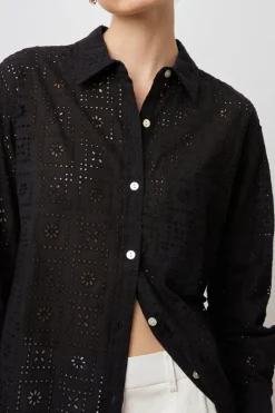 ARLO SHIRT - BLACK SEA EYELET|Rails Outlet