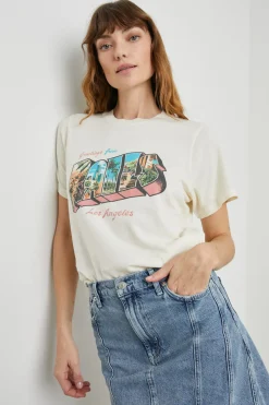 BOYFRIEND T-SHIRT - LOS ANGELES ECRU|Rails Hot