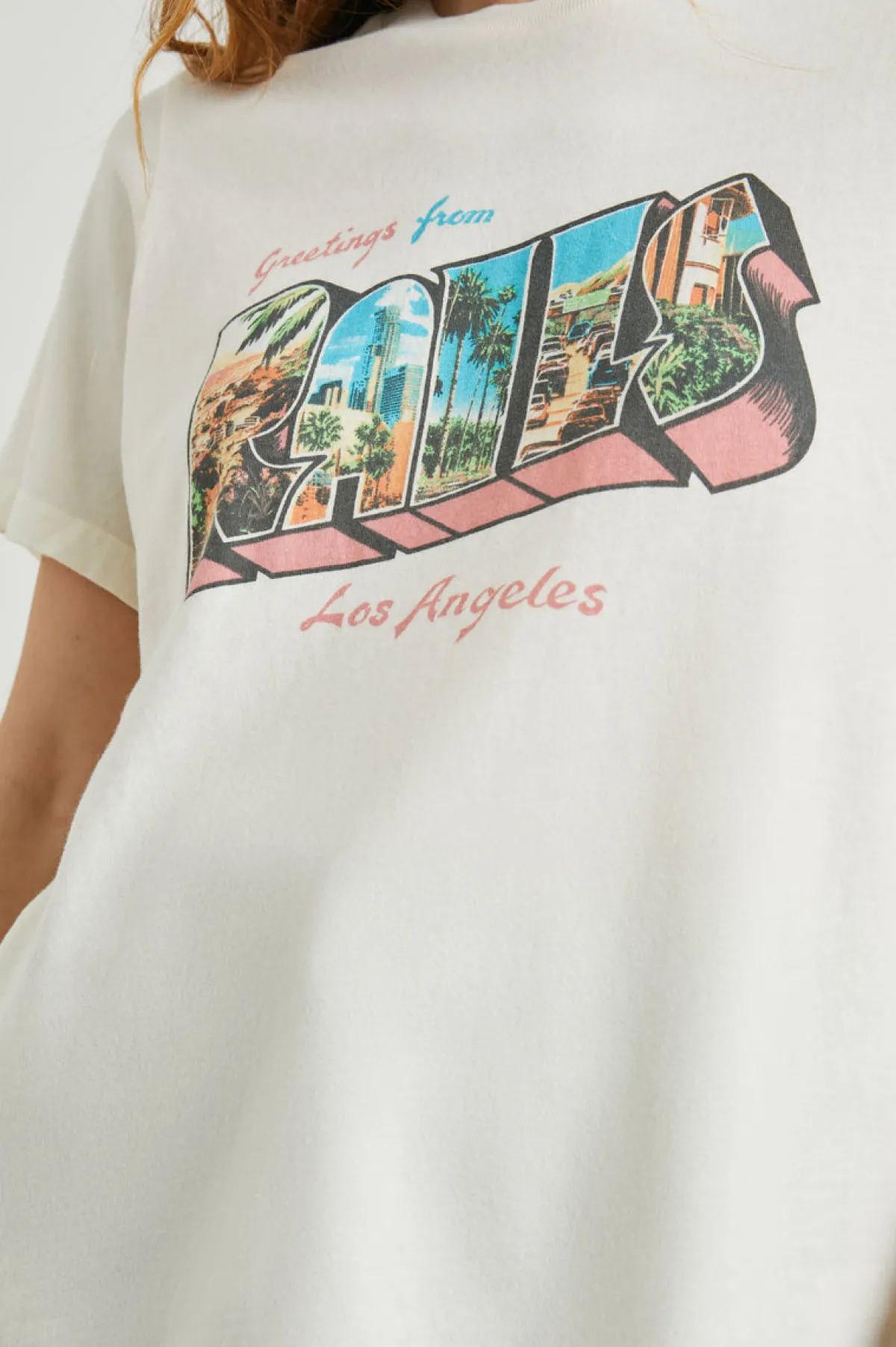 BOYFRIEND T-SHIRT - LOS ANGELES ECRU|Rails Hot