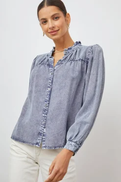 CAMILLE TOP - SAPPHIRE ACID WASH|Rails Sale