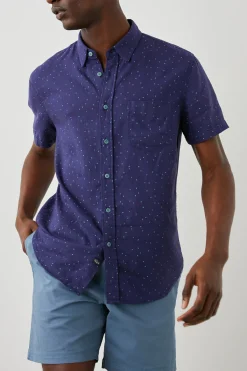 CARSON SHIRT - TRIANGLE GEO RETRO NAVY|Rails Best