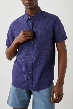 CARSON SHIRT - TRIANGLE GEO RETRO NAVY|Rails Best