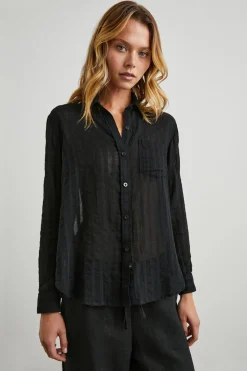 CHARLI SHIRT - BLACK SHADOW STRIPE|Rails Clearance