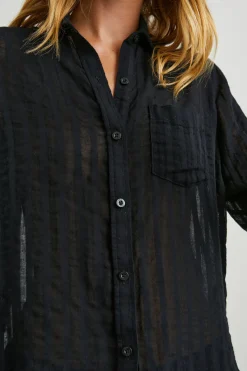 CHARLI SHIRT - BLACK SHADOW STRIPE|Rails Clearance