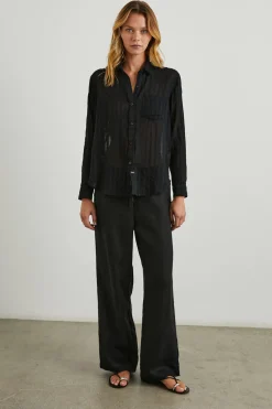 CHARLI SHIRT - BLACK SHADOW STRIPE|Rails Clearance