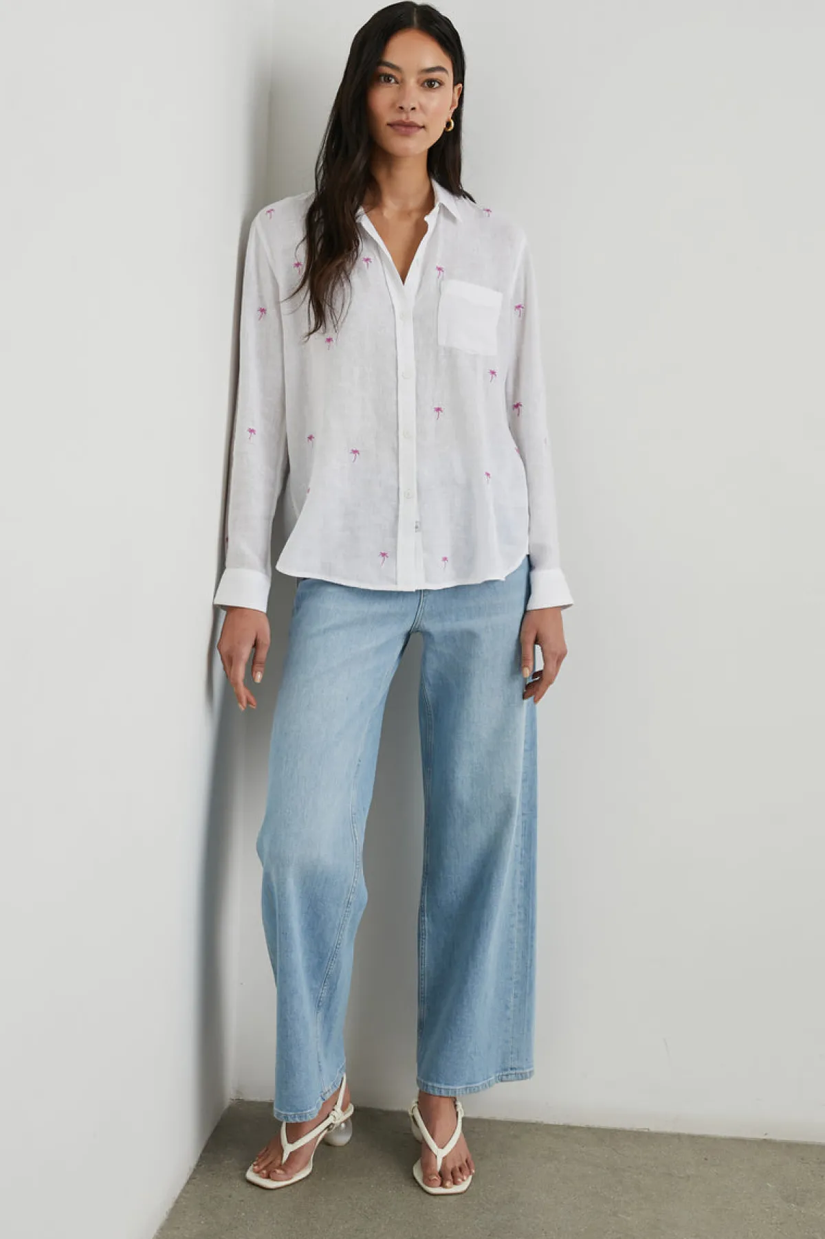 CHARLI SHIRT - FUCHSIA EMBROIDERED PALMS|Rails Sale