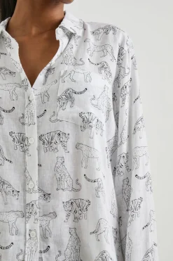 CHARLI SHIRT - IVORY JUNGLE CATS|Rails Outlet