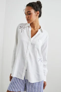 CHARLI SHIRT - WHITE PALM TREE EYELET|Rails Fashion