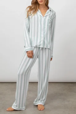 CLARA PAJAMA SET - SAGE MULTI STRIPE|Rails Cheap