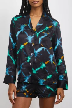 CLARISE PAJAMA SET - BLACK NEON IKAT|Rails Outlet