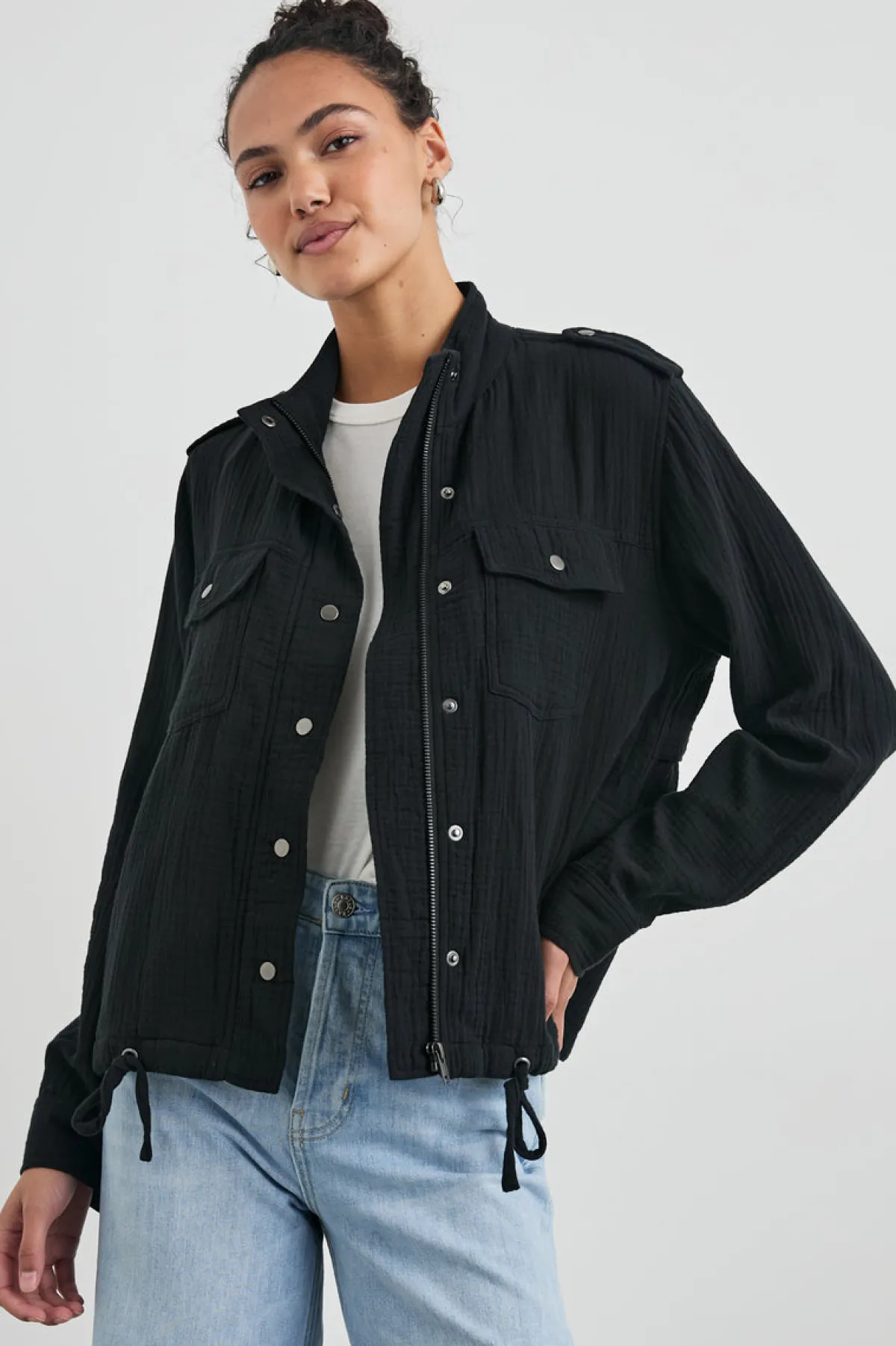 COLLINS JACKET - GAUZE BLACK|Rails New