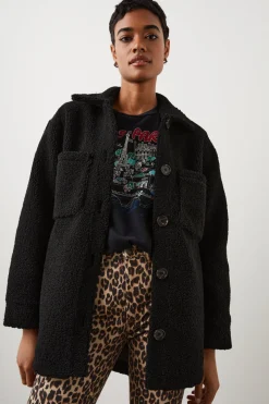 CONNIE SHIRT JACKET - BLACK TEDDY|Rails New