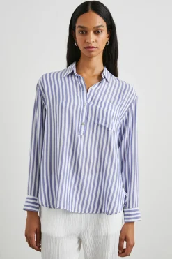 ELLE SHIRT - BLUE WHITE STRIPE|Rails Discount