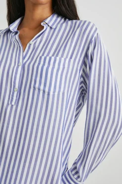 ELLE SHIRT - BLUE WHITE STRIPE|Rails Discount