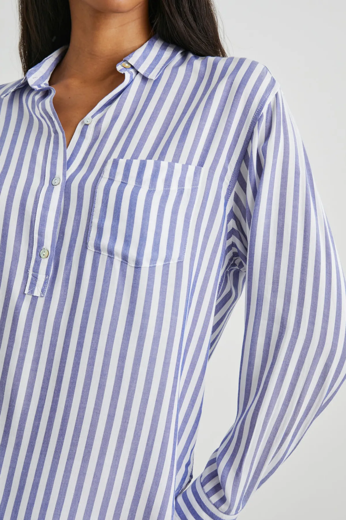 ELLE SHIRT - BLUE WHITE STRIPE|Rails Discount