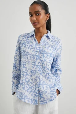 ELLIS SHIRT - BLUE DIFFUSED CHEETAH|Rails Online