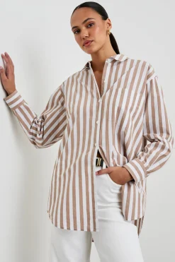 ELSA SHIRT - RUSSET WHITE STRIPE|Rails Cheap
