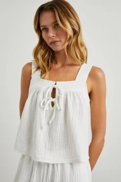 ENYA TOP - WHITE GAUZE|Rails Outlet