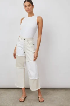 GETTY CROP WIDE LEG - ECRU PATCHWORK|Rails Online