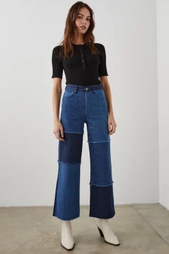 GETTY CROP WIDE LEG - INDIGO PATCHWORK|Rails Online