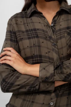 HUNTER SHIRT - OLIVE SHADOW WITH FLOCKED STARS|Rails Hot