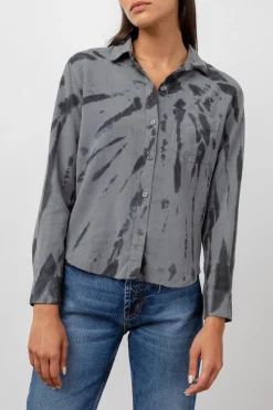 INGRID RAW HEM SHIRT - SMOKE SWIRL|Rails New