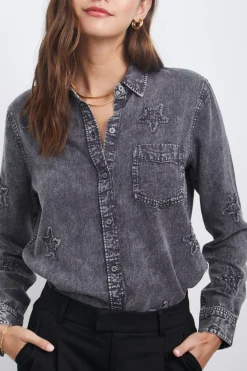 INGRID SHIRT - BLACK ACID STARS|Rails Sale