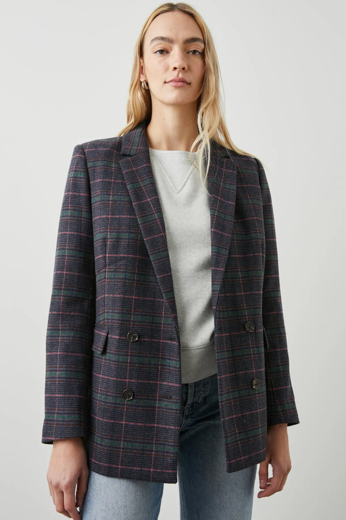 JAC BLAZER - GRAPHITE CHAMBRAY PINK|Rails Shop