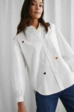 JANAE SHIRT - WHITE EYELET HEARTS|Rails New