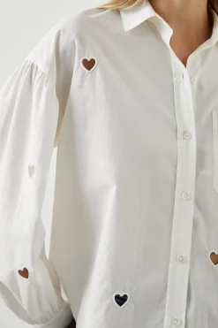 JANAE SHIRT - WHITE EYELET HEARTS|Rails New