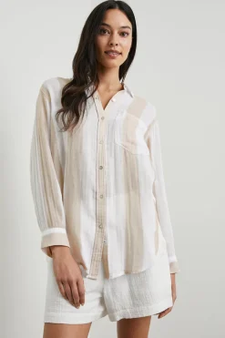 JAYLIN SHIRT - FLAX STRIPE|Rails Cheap