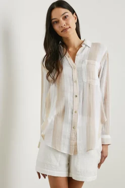 JAYLIN SHIRT - FLAX STRIPE|Rails Cheap