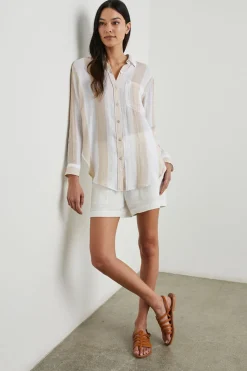 JAYLIN SHIRT - FLAX STRIPE|Rails Cheap