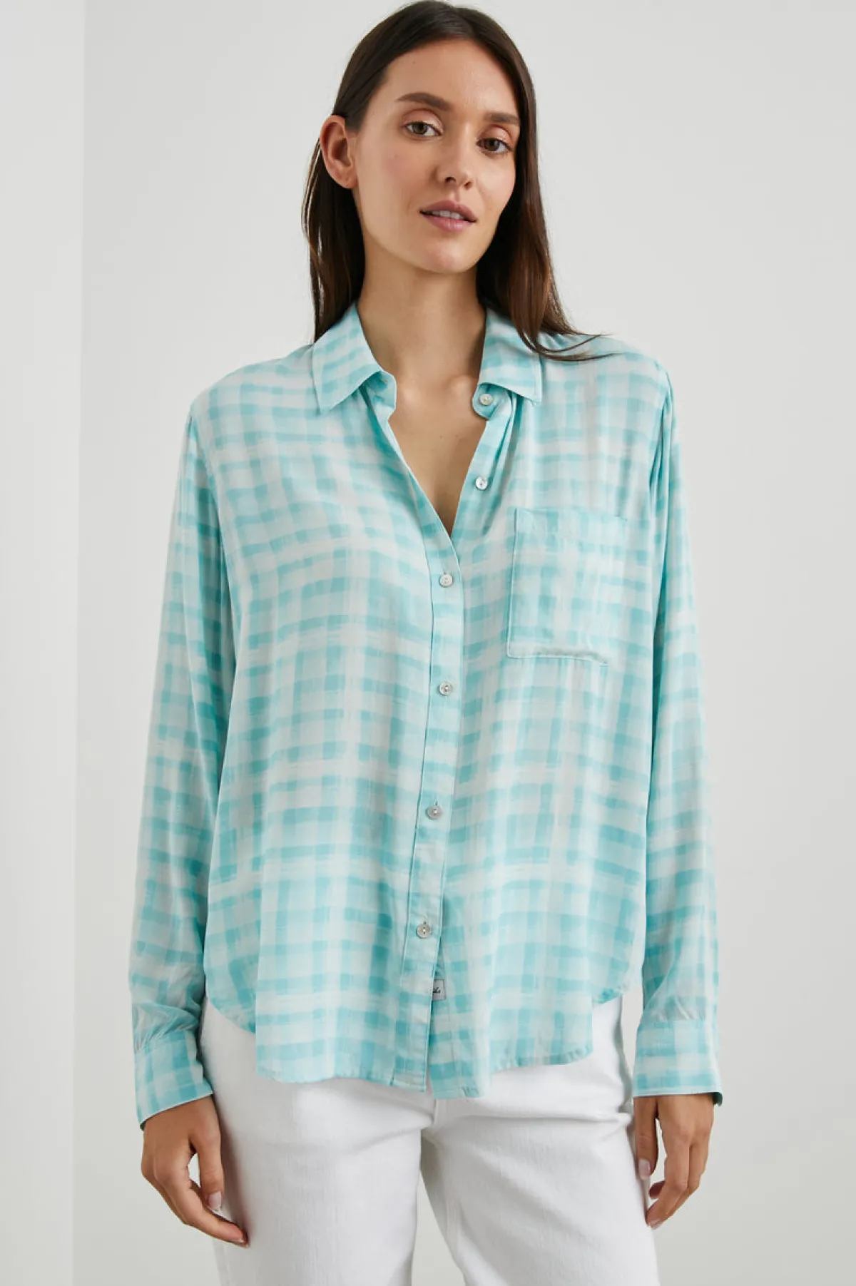 JOSEPHINE SHIRT - AQUA PLAID|Rails Outlet