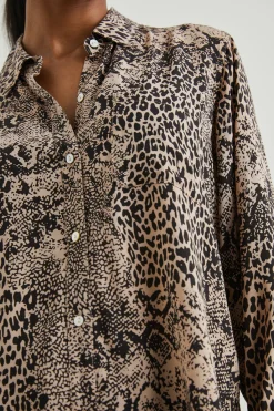 JOSEPHINE SHIRT - TAUPE MIXED ANIMAL|Rails Shop
