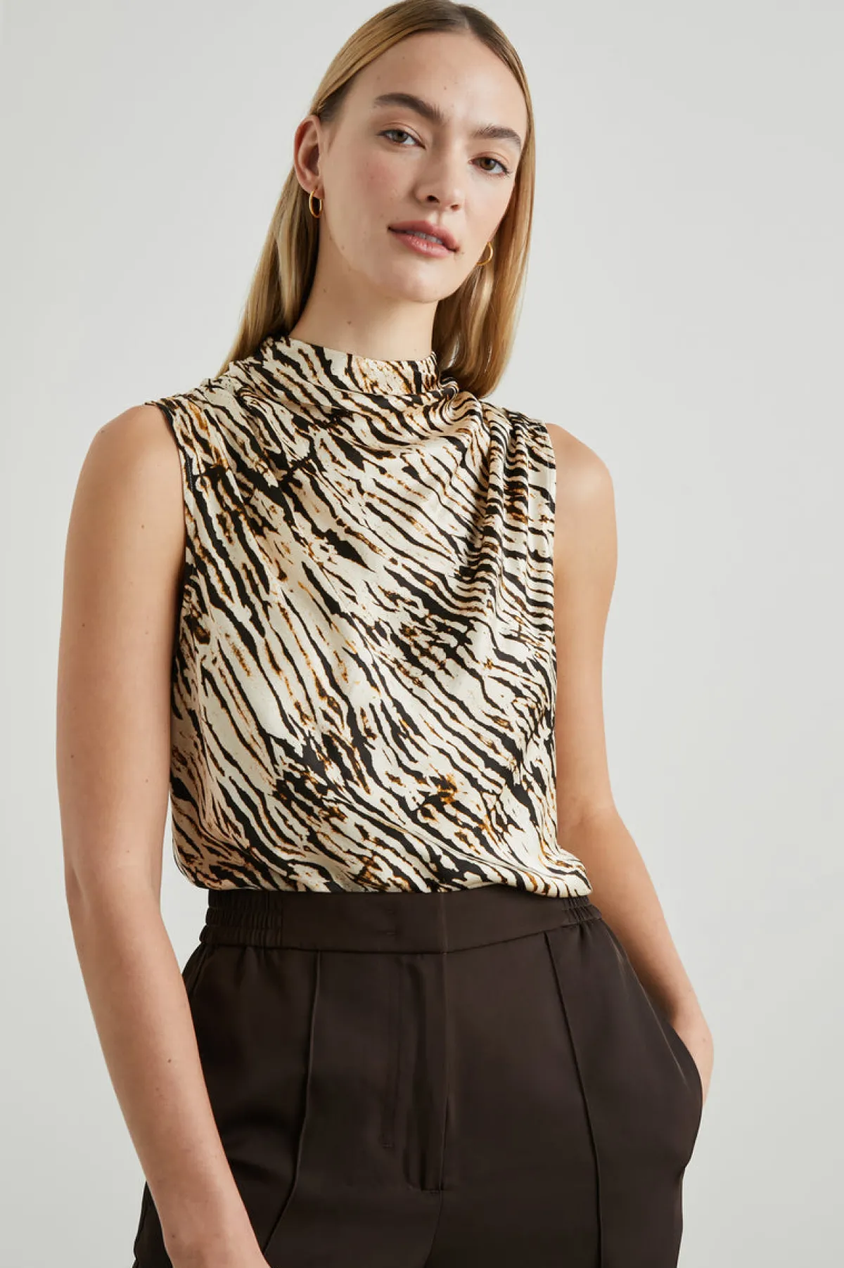 KALEEN TOP - NEUTRAL IKAT|Rails Clearance