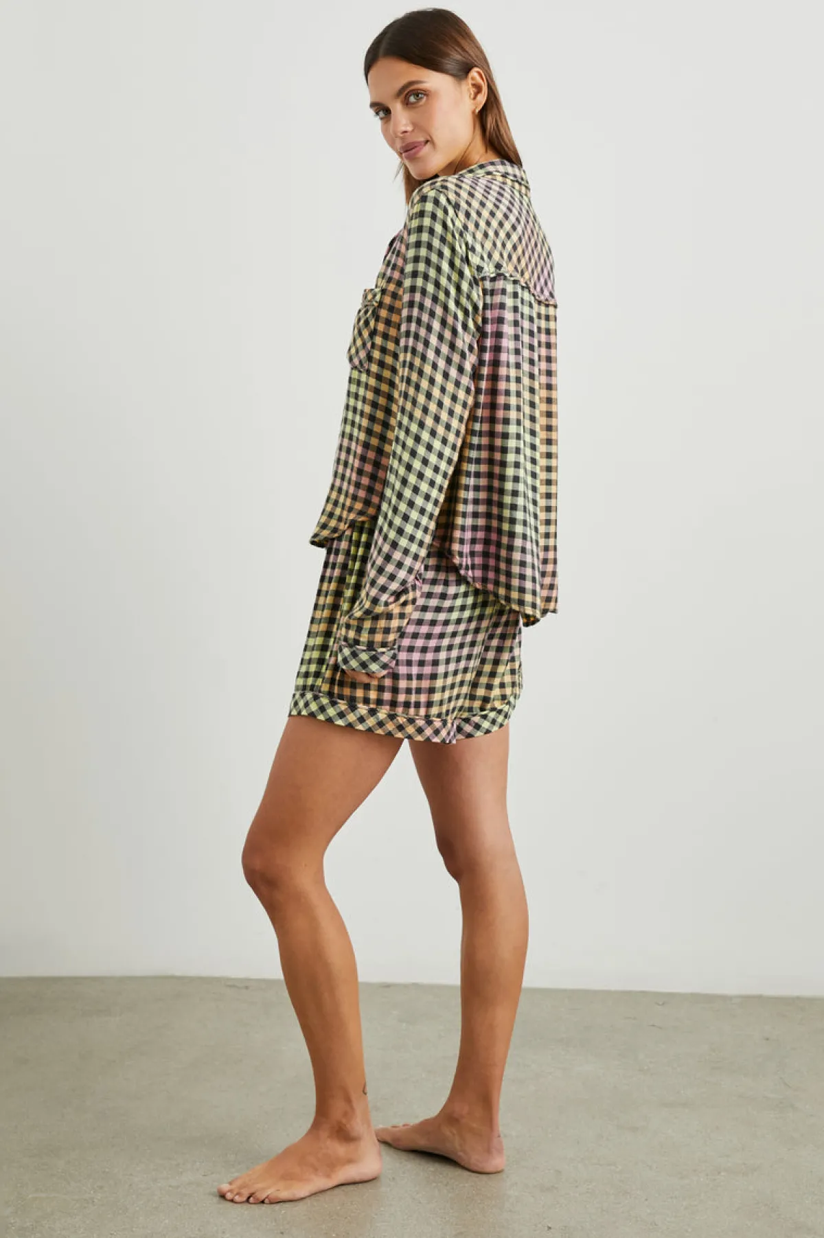 KELLEN PAJAMA SET - BLACK SUNSET GINGHAM|Rails Outlet