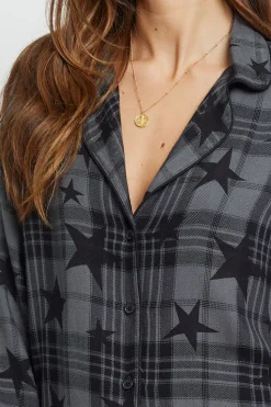 KELLEN PAJAMA SET - CHARCOAL JET STARS|Rails Online