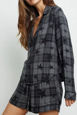 KELLEN PAJAMA SET - CHARCOAL JET STARS|Rails Online