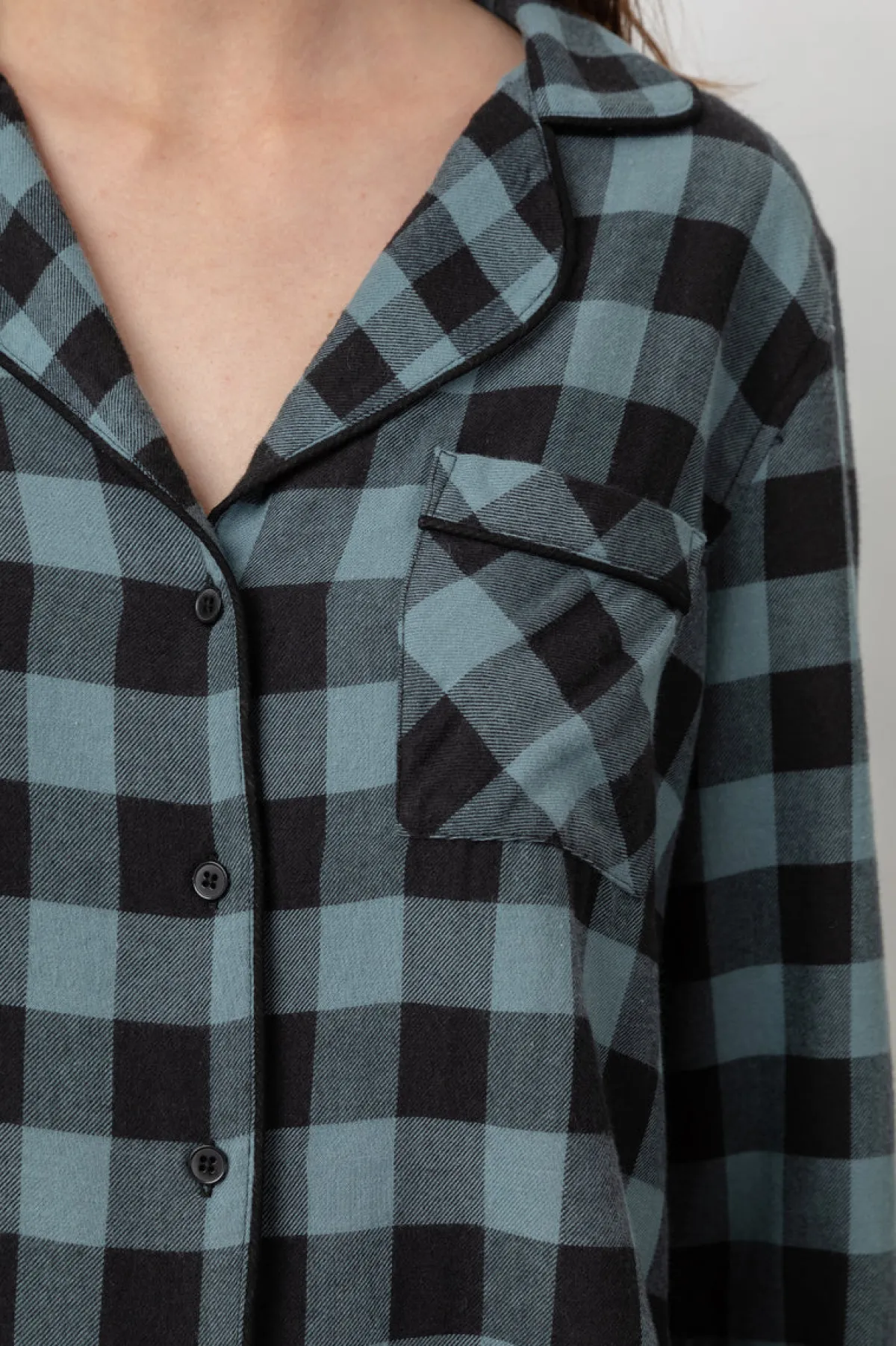 KELLEN PAJAMA SET - DUSTY TEAL CHECK|Rails Cheap