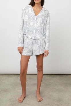 KELLEN PAJAMA SET - IVORY BLUE BANDANA|Rails New