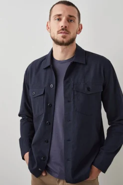 KEROUAC SHIRT JACKET - NAVY CHARCOAL PIN STRIPE|Rails Outlet