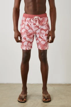 KIAN SWIM SHORT - JUNGLE FOLIAGE RED|Rails Fashion