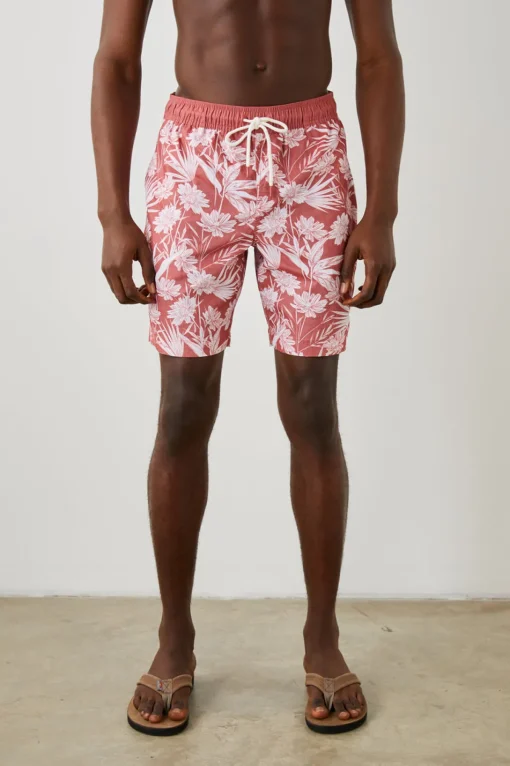 KIAN SWIM SHORT - JUNGLE FOLIAGE RED|Rails Fashion