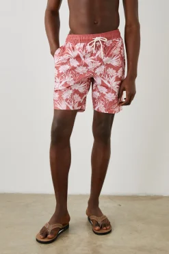 KIAN SWIM SHORT - JUNGLE FOLIAGE RED|Rails Fashion