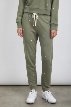 KINGSTON SWEATPANT - OLIVE EMBROIDERED IVORY STARS|Rails New