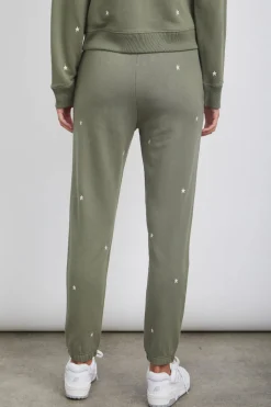 KINGSTON SWEATPANT - OLIVE EMBROIDERED IVORY STARS|Rails New